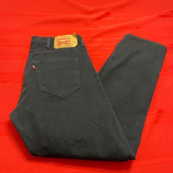 Levi’s VTG 90s Black Men’s Button Fly Straight Leg Denim Jeans Size 38 X 31 - Picture 1 of 13